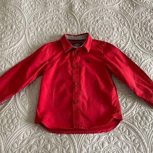 Red H&M Button Down  Long Sleeve  Shirt  Cotton boy 3-4 Y